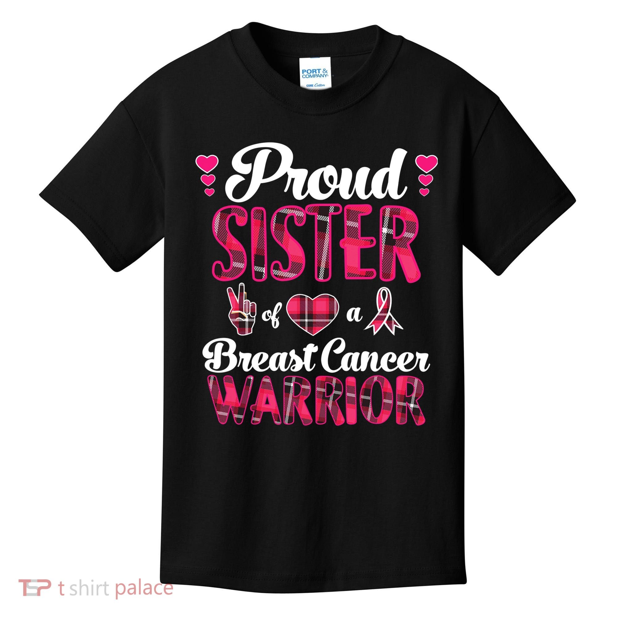 Proud Sister Breast Cancer Awareness Warrior Pink Ribbon Kids T-Shirt