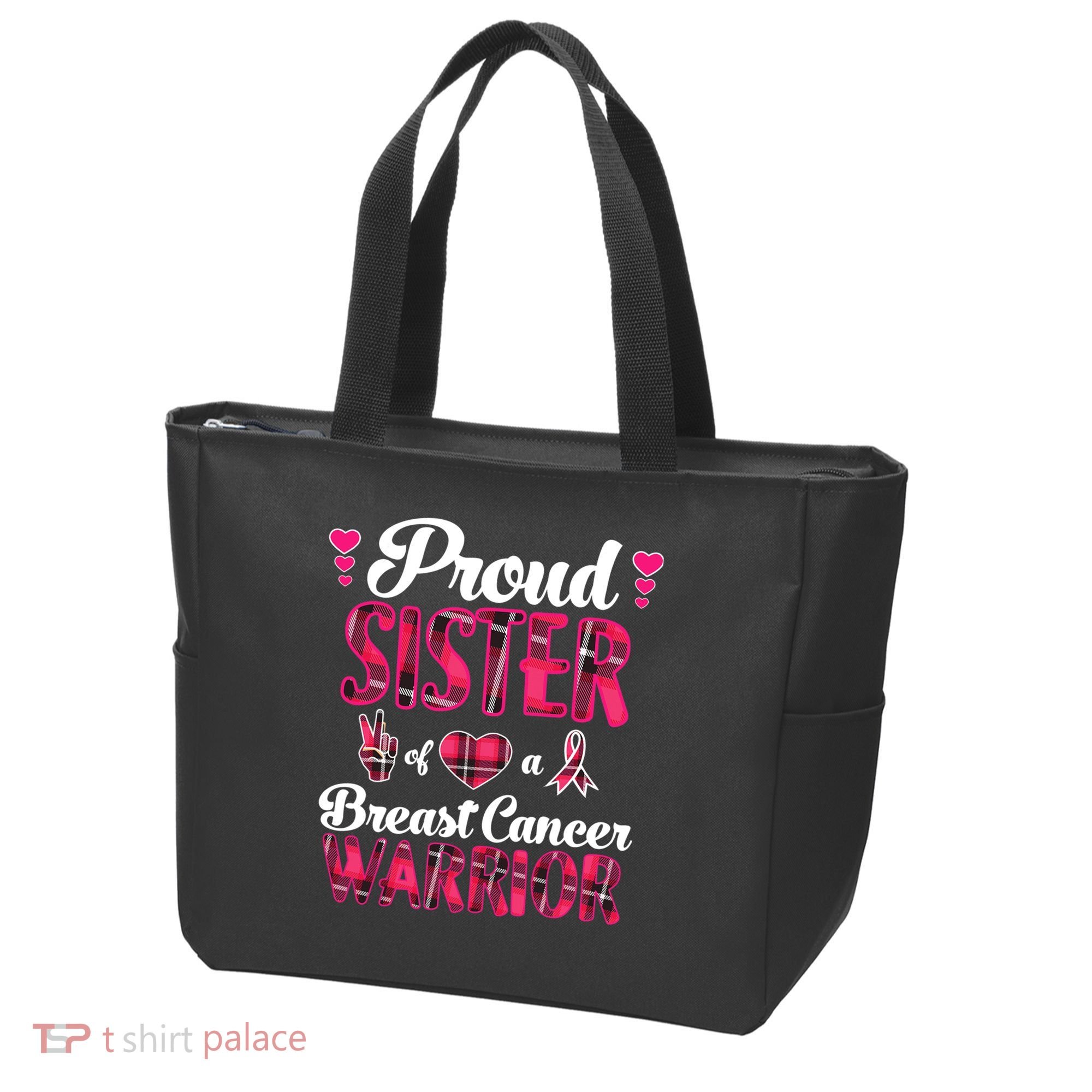 Proud Sister Breast Cancer Awareness Warrior Pink Ribbon Tote Bag