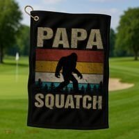 Papa Squatch Bigfoot Papa Sasquatch Yeti Family Golf Towel thumb 1