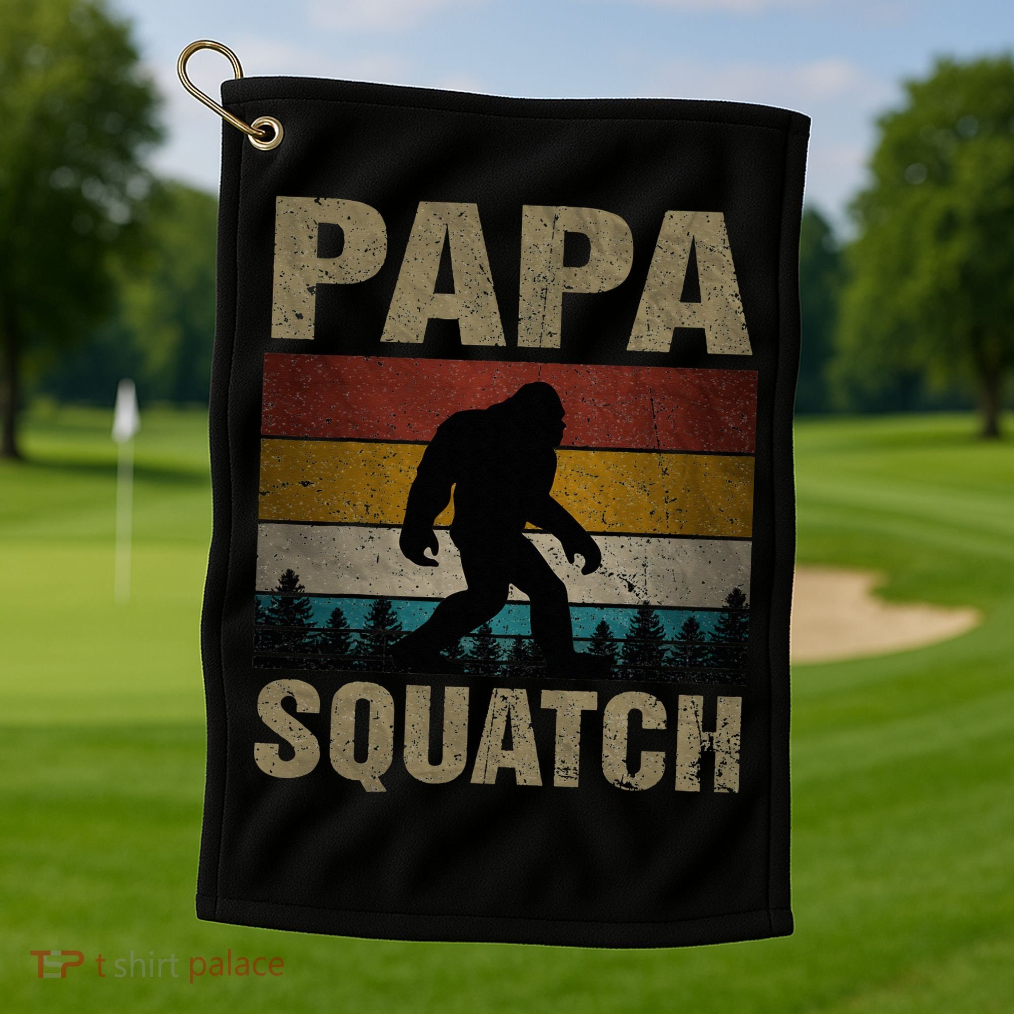 Papa Squatch Bigfoot Papa Sasquatch Yeti Family Golf Towel