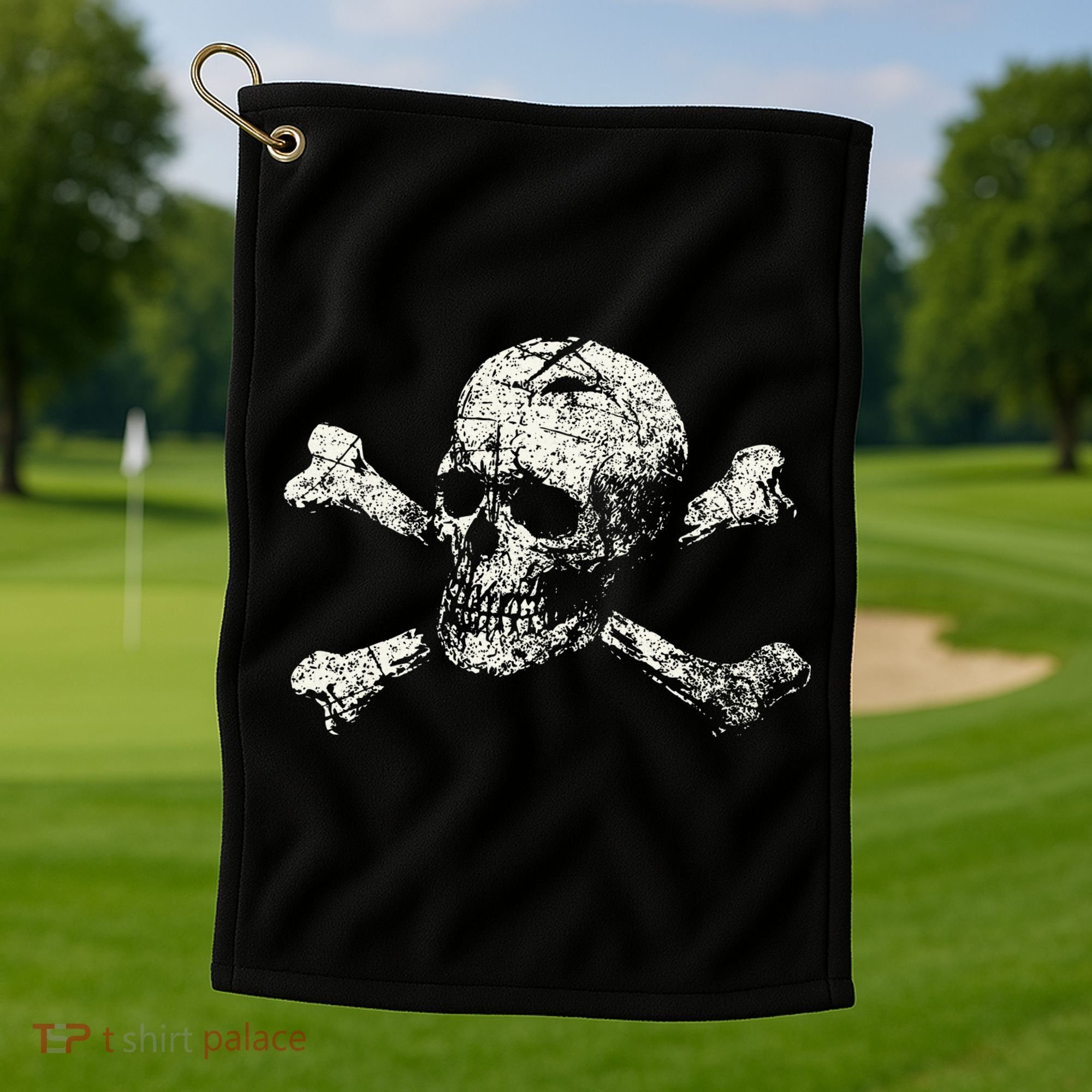 Pirate Skull Banner - Jolly Roger Symbol Golf Towel