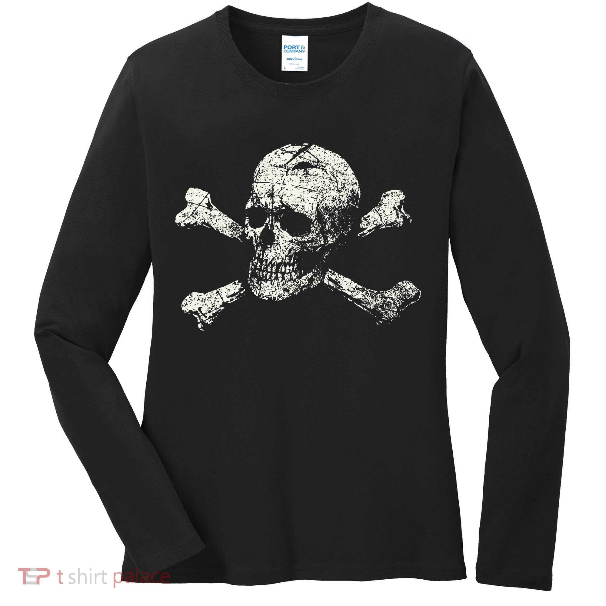 Pirate Skull Banner - Jolly Roger Symbol Women's Long Sleeve Shirt