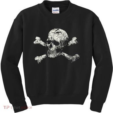 Pirate Skull Banner - Jolly Roger Symbol Kids Sweatshirt