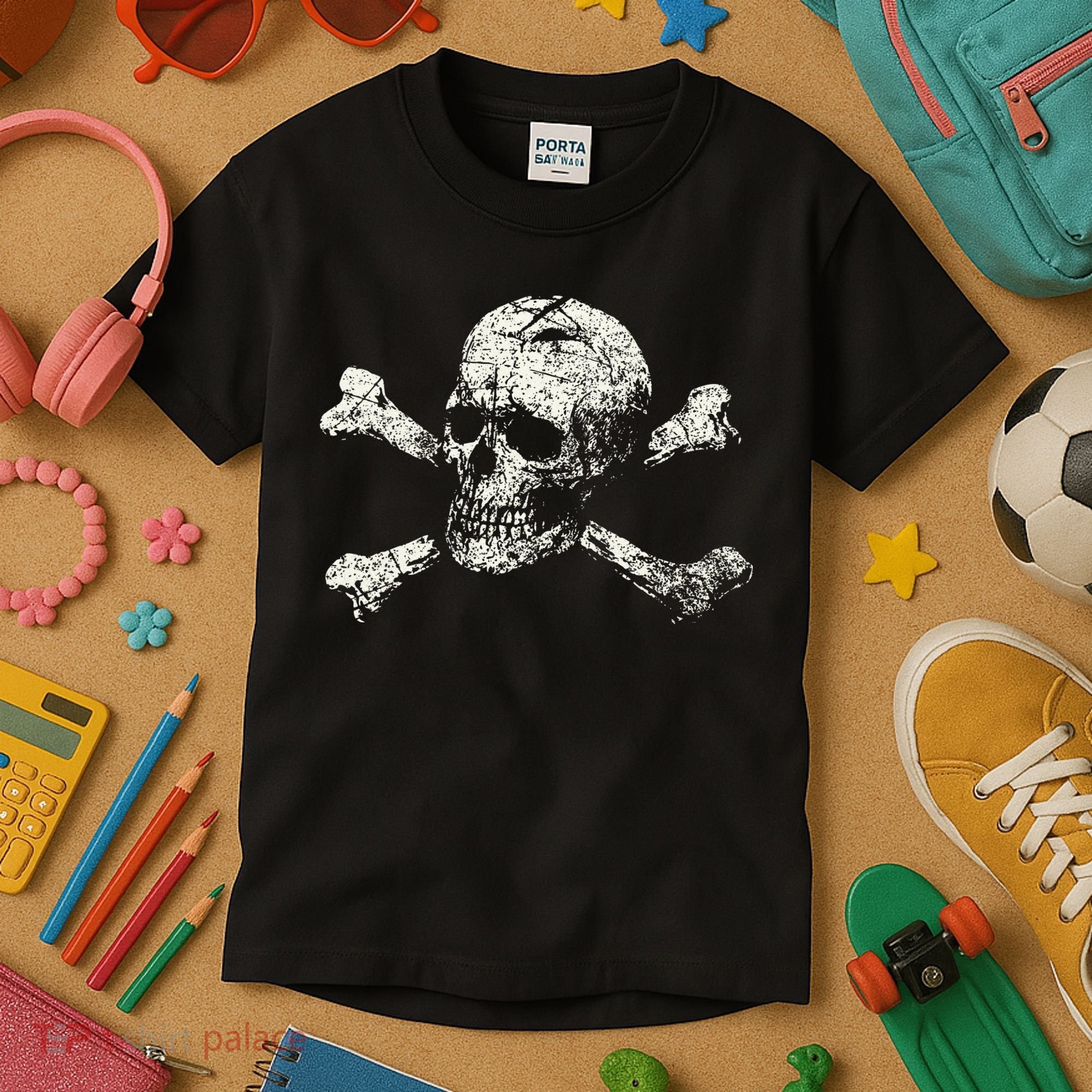 Pirate Skull Banner - Jolly Roger Symbol Kids T-Shirt