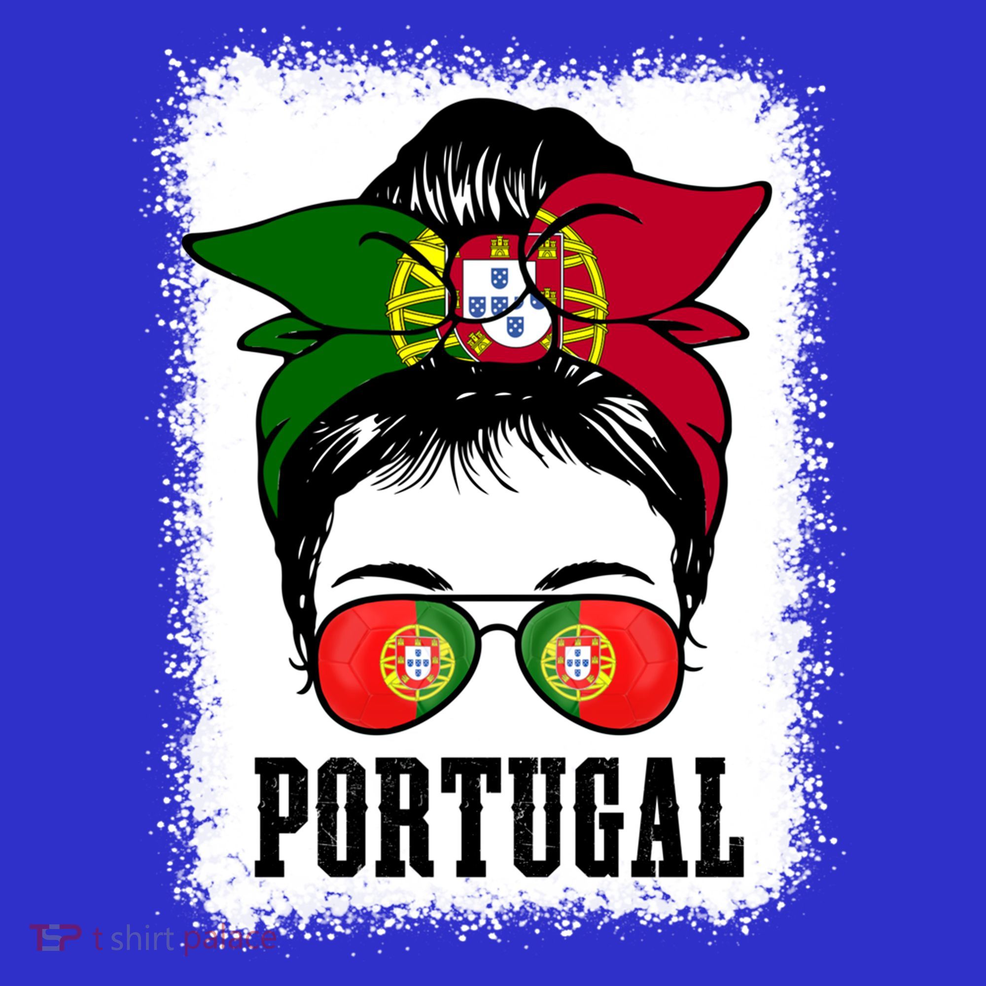 Portugal Soccer Ball Messy Bun Mom Portugese Flag Football Gift Women's Tank Top