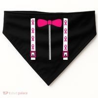 Pink Suspenders Bow Tie Costume Breast Cancer Awareness USA-Made Doggie Bandana thumb 0