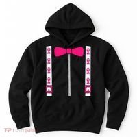 Pink Suspenders Bow Tie Costume Breast Cancer Awareness Hoodie thumb 0