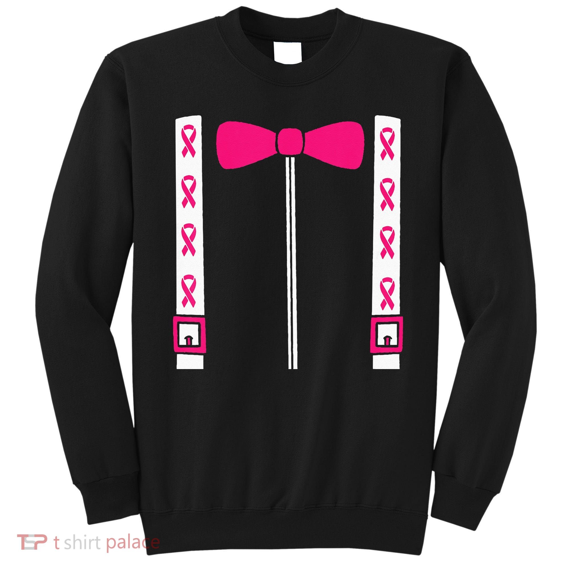 Pink Suspenders Bow Tie Costume Breast Cancer Awareness Sweatshirt
