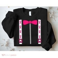 Pink Suspenders Bow Tie Costume Breast Cancer Awareness Sweatshirt thumb 2