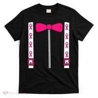Pink Suspenders Bow Tie Costume Breast Cancer Awareness T-Shirt thumb 0