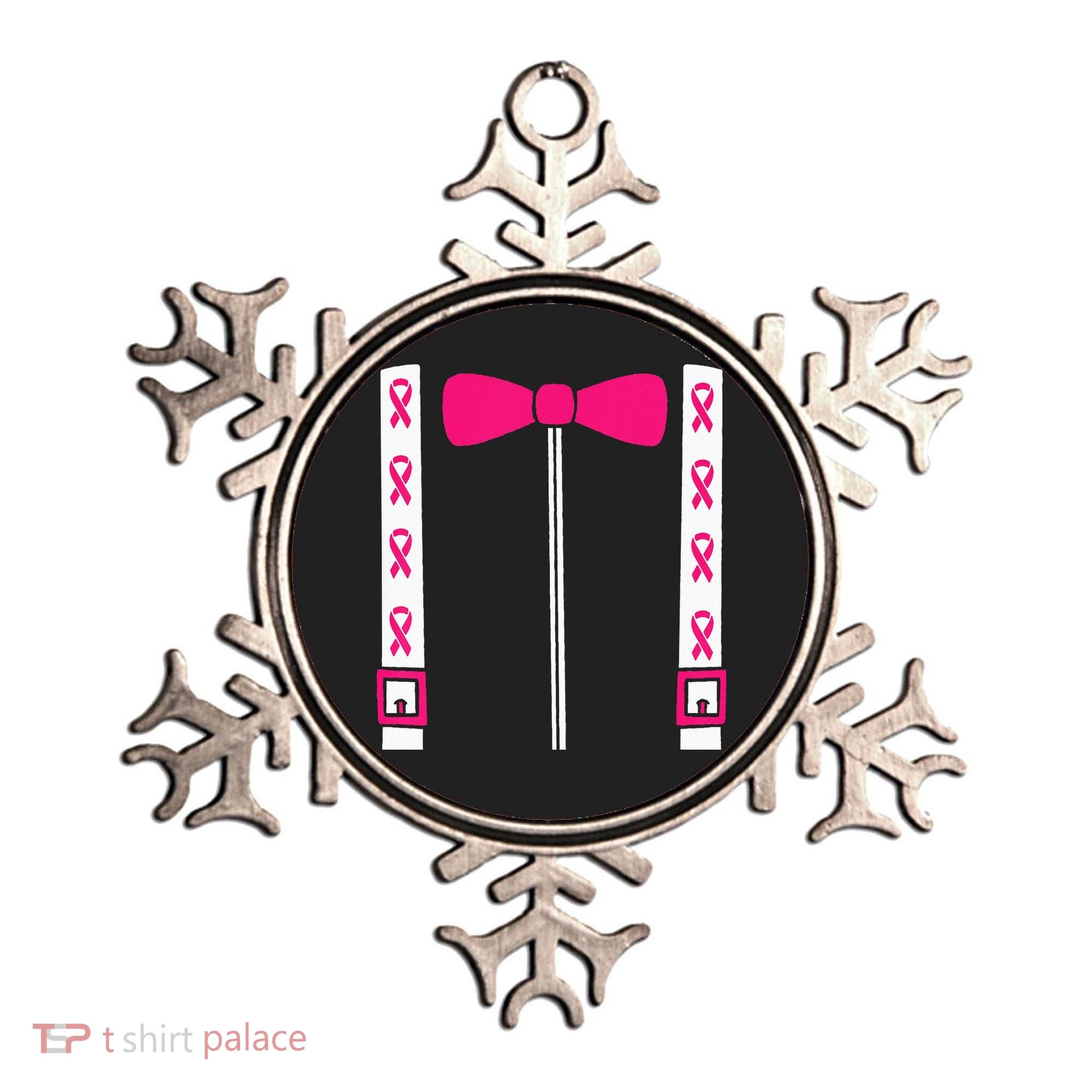 Pink Suspenders Bow Tie Costume Breast Cancer Awareness Ornament