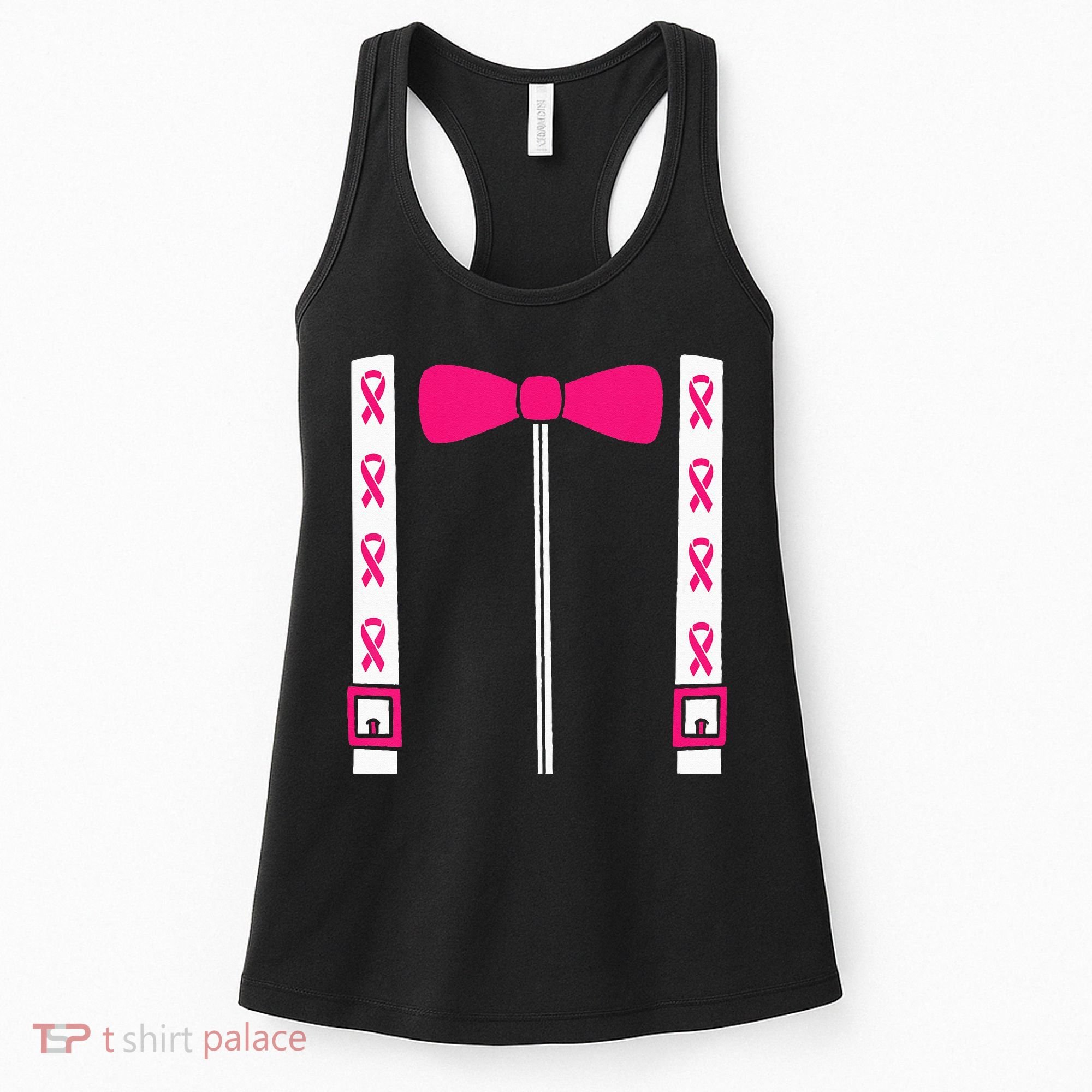 Pink Suspenders Bow Tie Costume Breast Cancer Awareness Women's Tank Top
