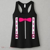 Pink Suspenders Bow Tie Costume Breast Cancer Awareness Women's Tank Top thumb 3