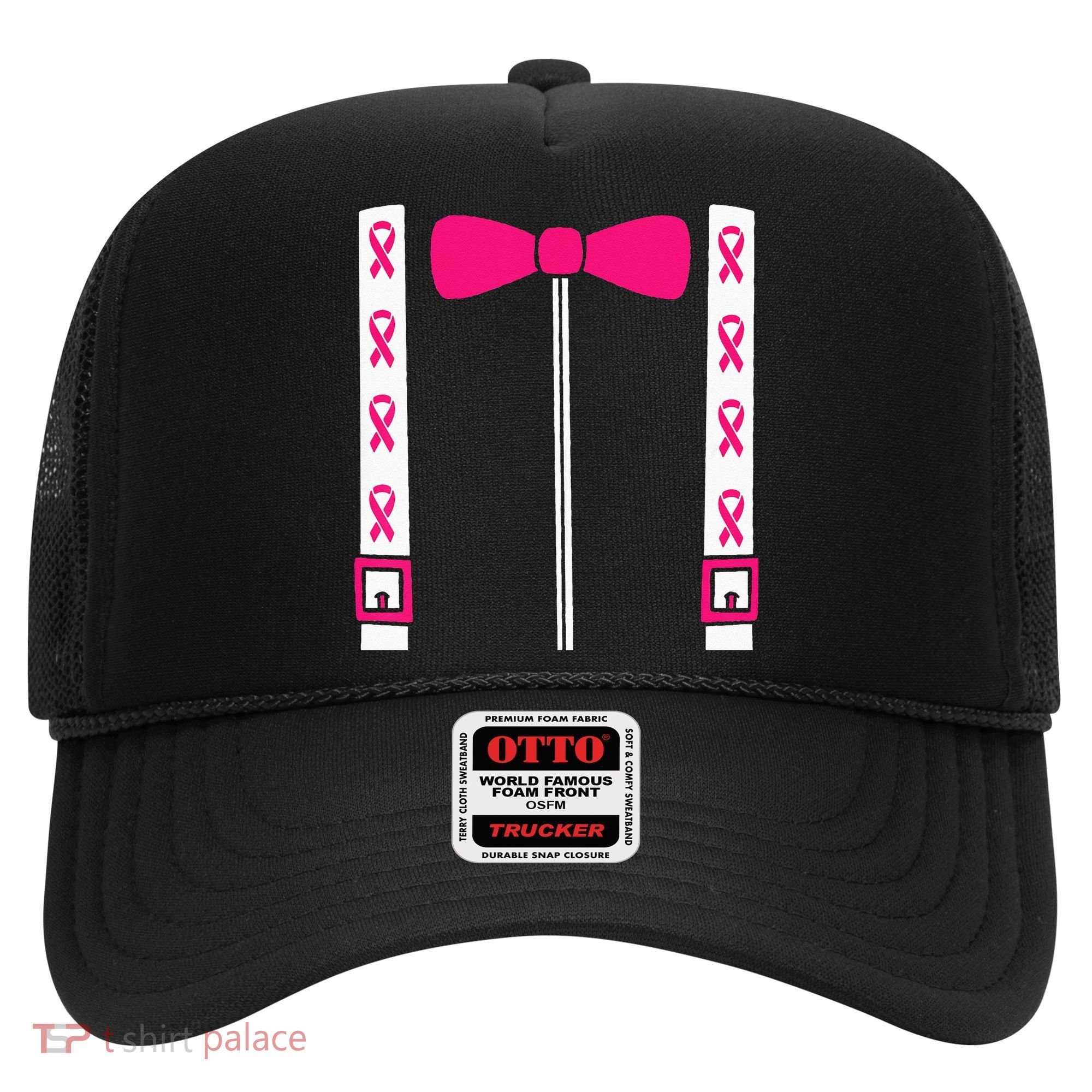 Pink Suspenders Bow Tie Costume Breast Cancer Awareness Hat