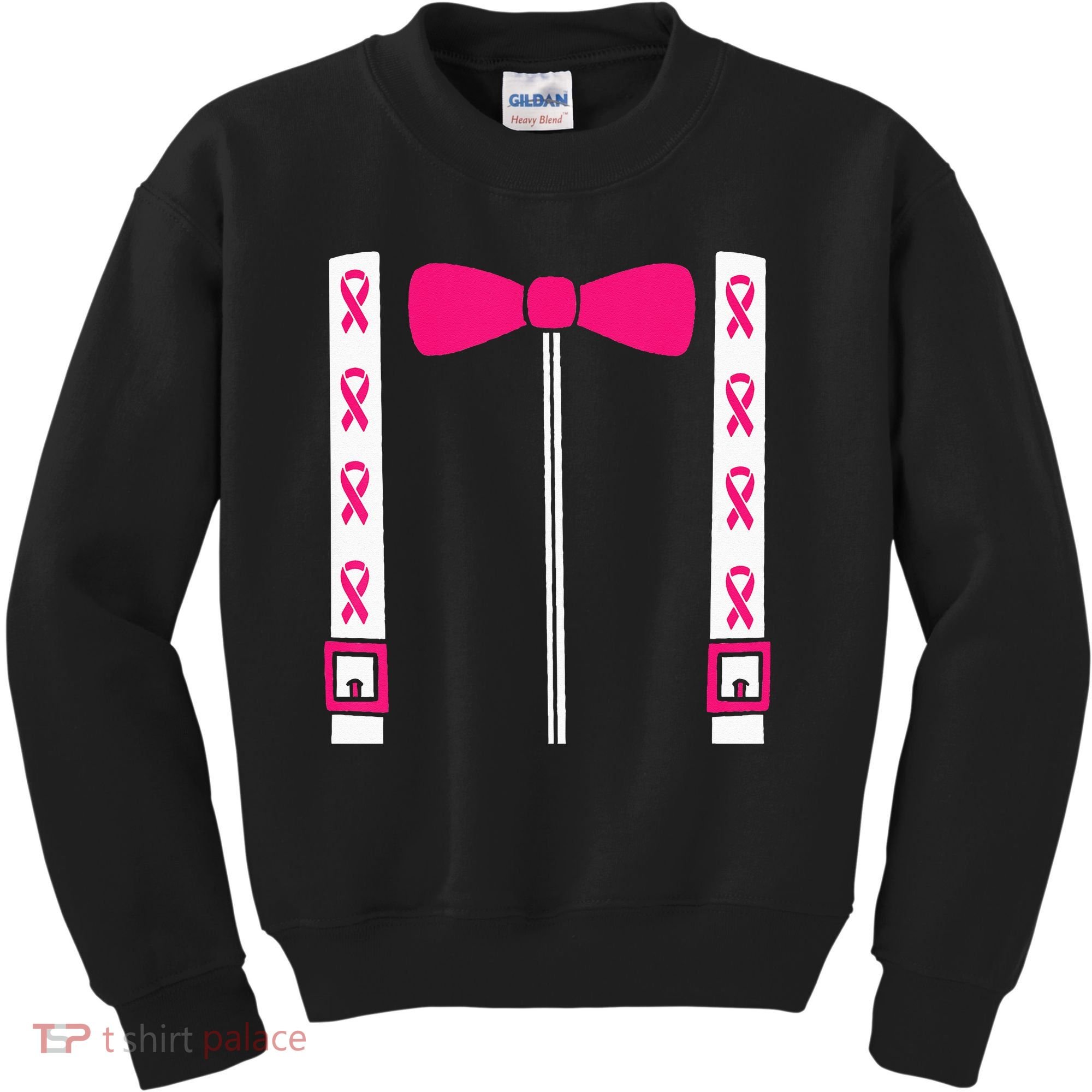 Pink Suspenders Bow Tie Costume Breast Cancer Awareness Kids Sweatshirt