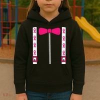 Pink Suspenders Bow Tie Costume Breast Cancer Awareness Kids Hoodie thumb 3