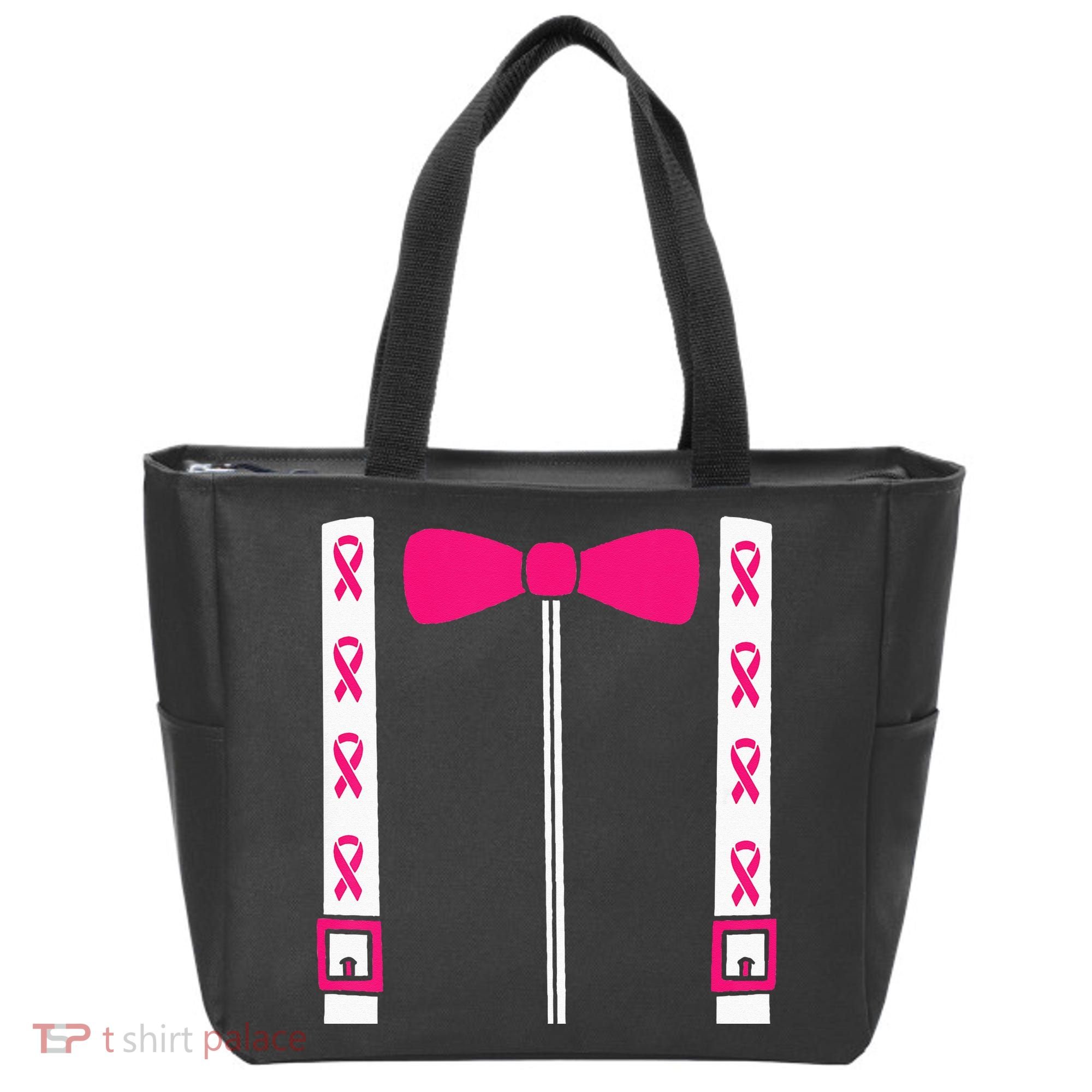 Pink Suspenders Bow Tie Costume Breast Cancer Awareness Tote Bag