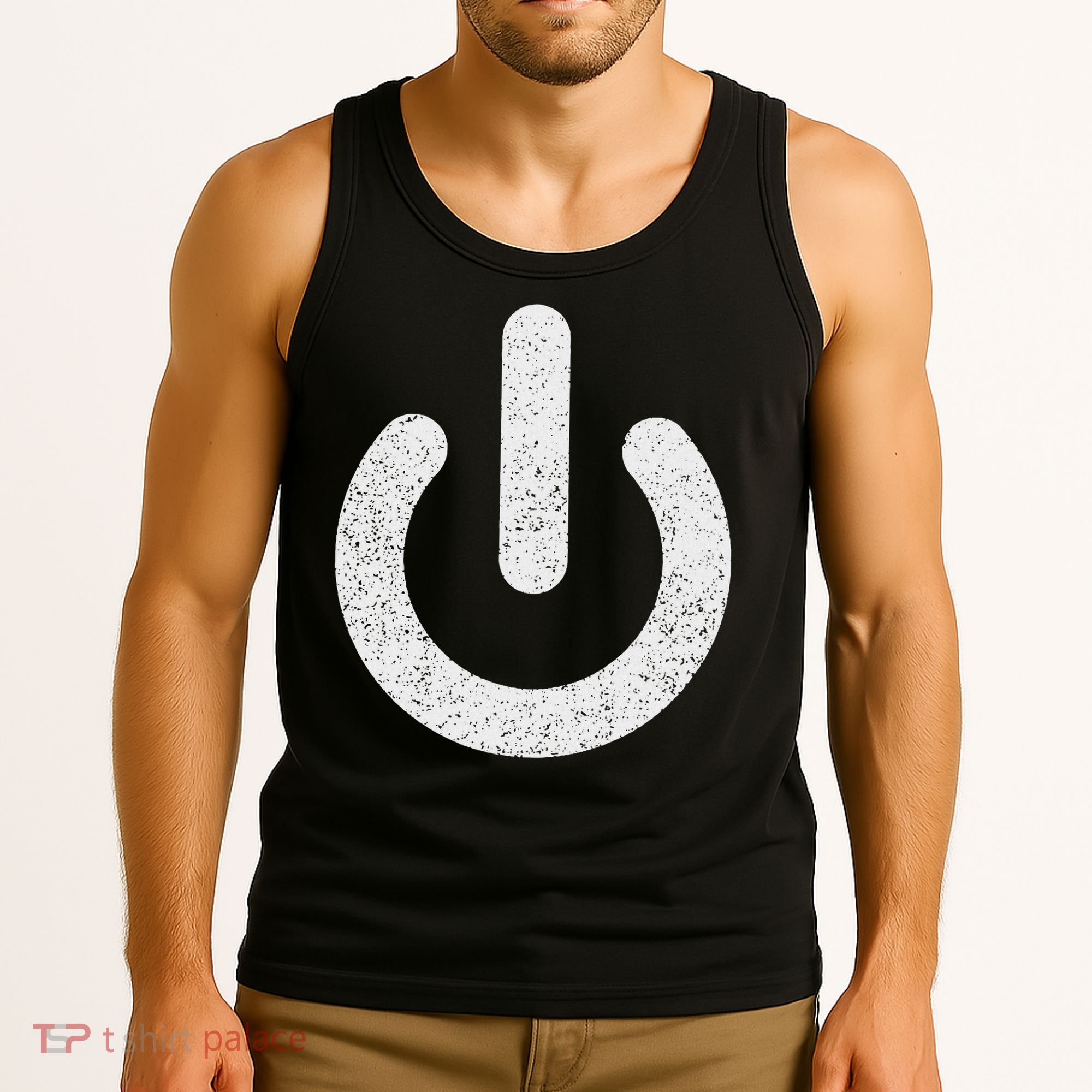 Power Symbol Button Switch Standby Icon Halloween Costume Tank Top