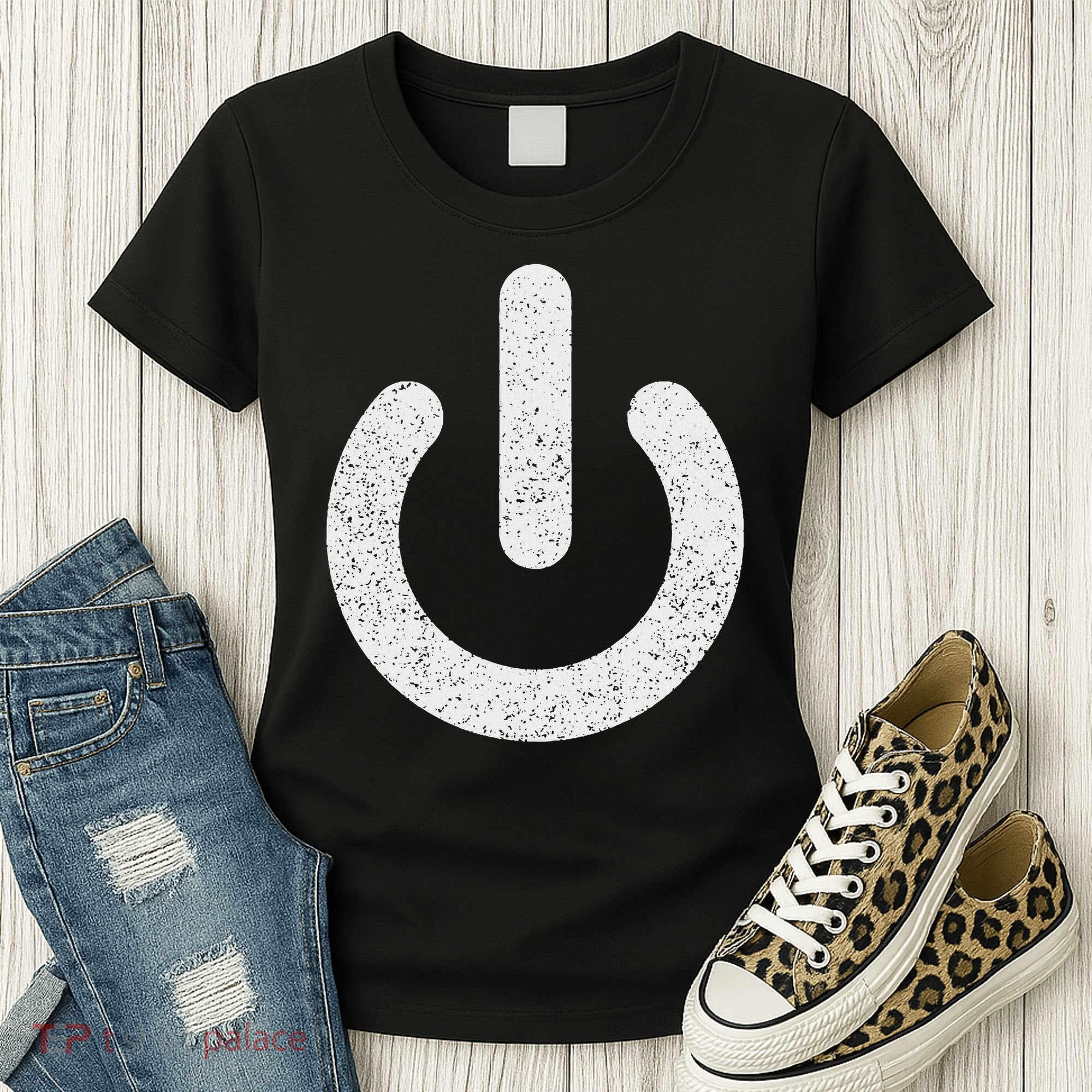 Power Symbol Button Switch Standby Icon Halloween Costume Women's T-Shirt