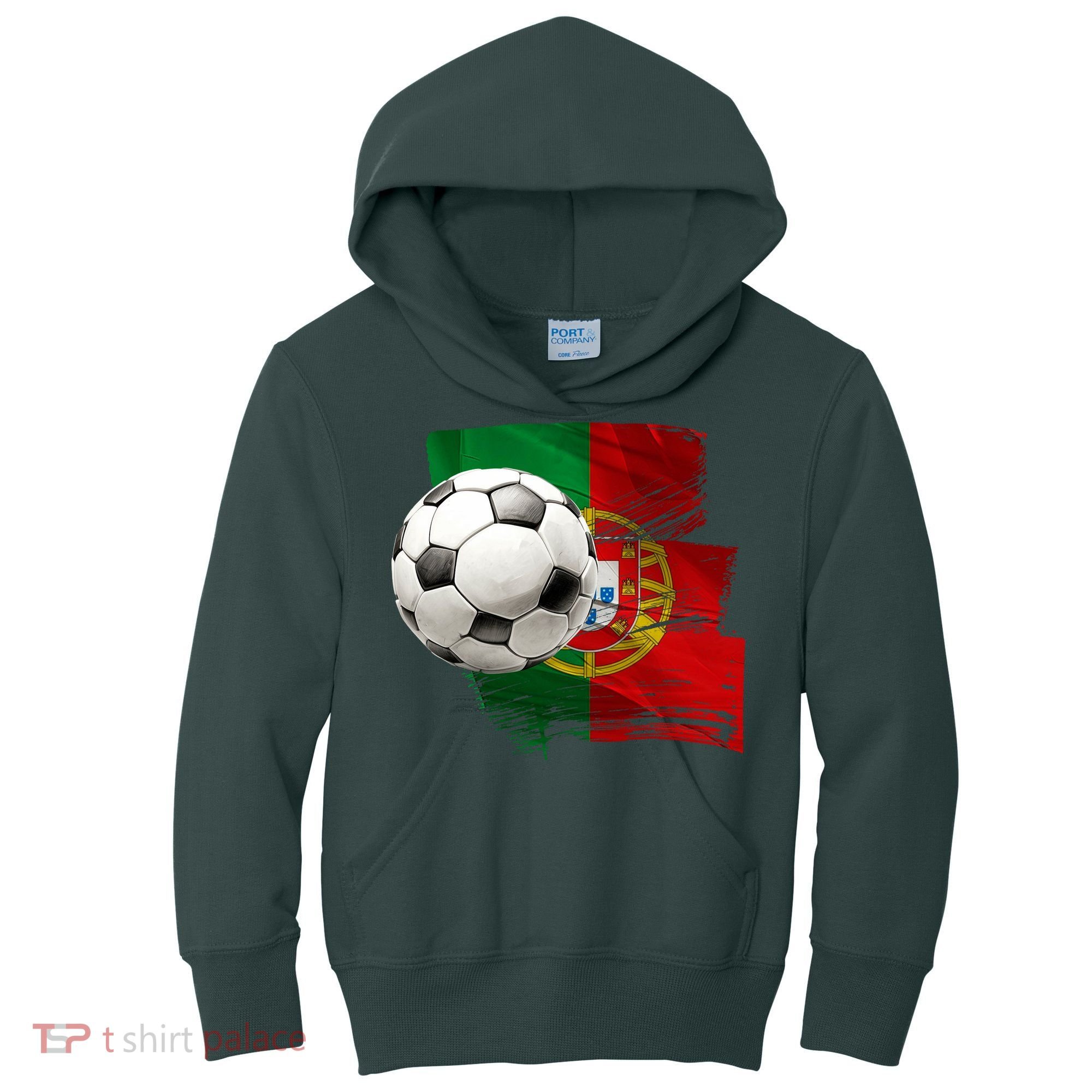 Portugal Soccer Ball Kids Hoodie