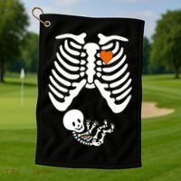 Pregnant Skeleton Costume Halloween Pregnancy Gift Golf Towel thumb 1