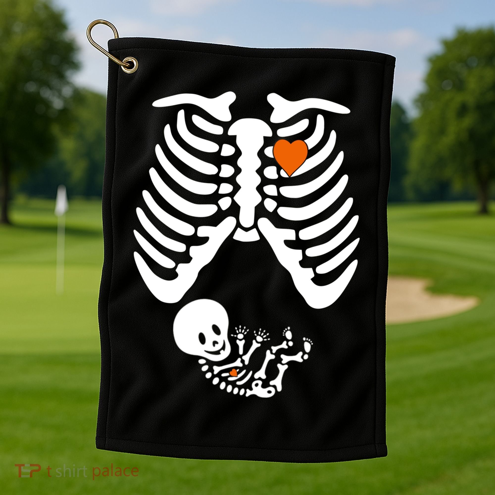 Pregnant Skeleton Costume Halloween Pregnancy Gift Golf Towel