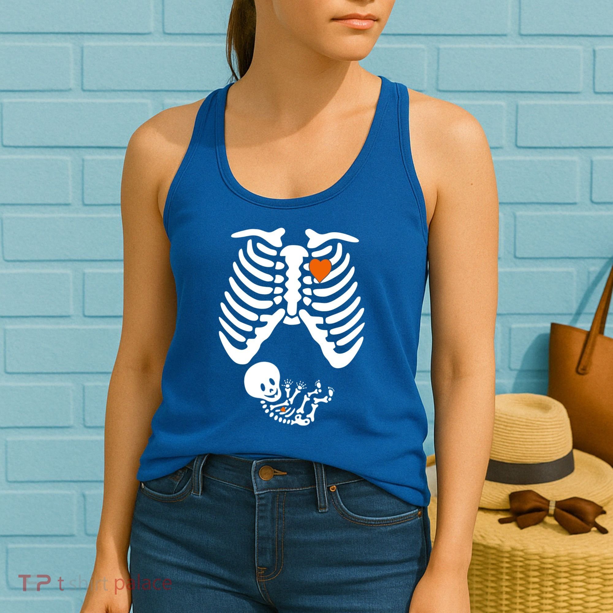 Pregnant Skeleton Costume Halloween Pregnancy Gift Women's Tank Top