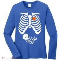 Pregnant Skeleton Costume Halloween Pregnancy Gift Women's Long Sleeve Shirt thumb 0