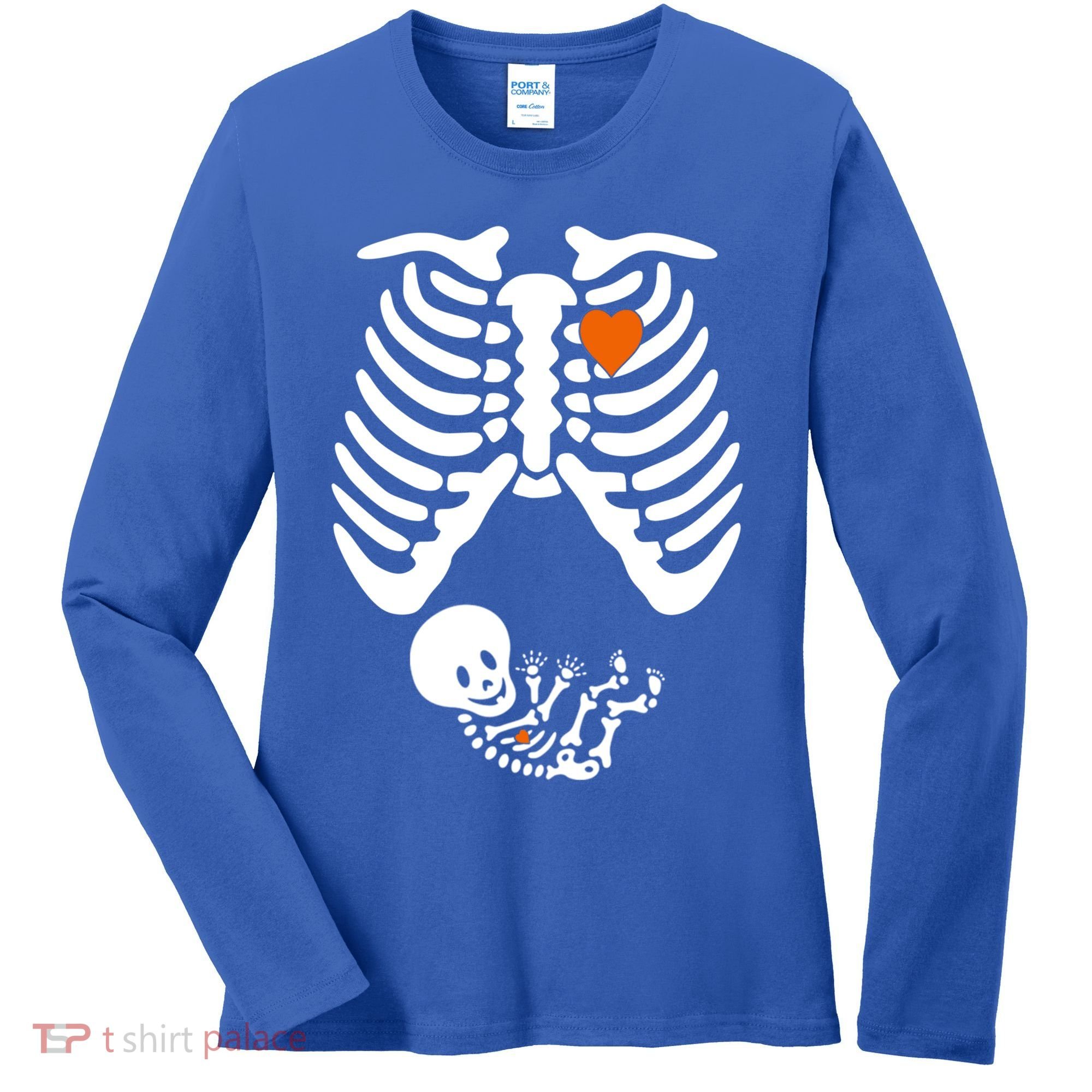 Pregnant Skeleton Costume Halloween Pregnancy Gift Women's Long Sleeve Shirt