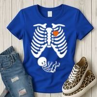 Pregnant Skeleton Costume Halloween Pregnancy Gift Women's T-Shirt thumb 3