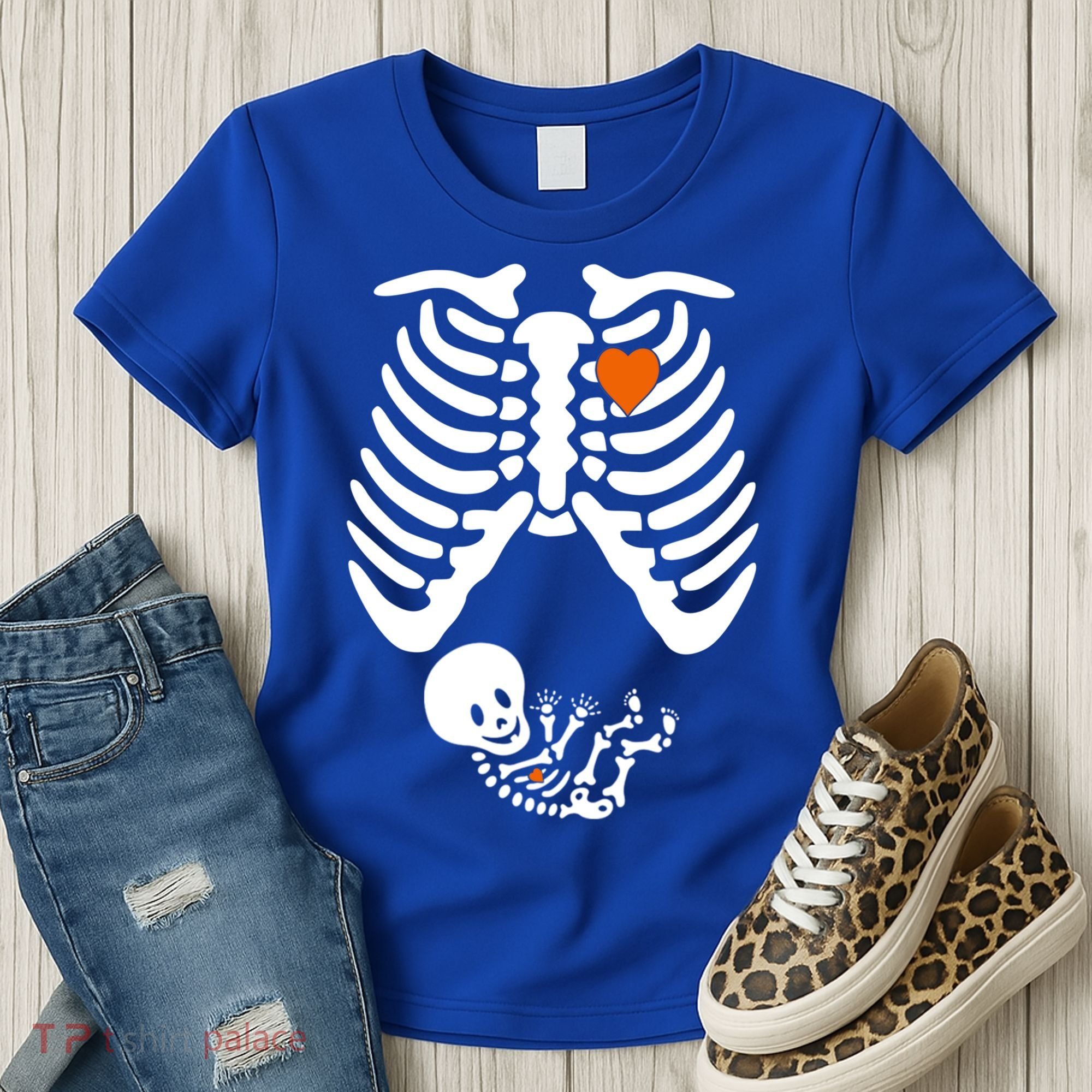 Pregnant Skeleton Costume Halloween Pregnancy Gift Women's T-Shirt