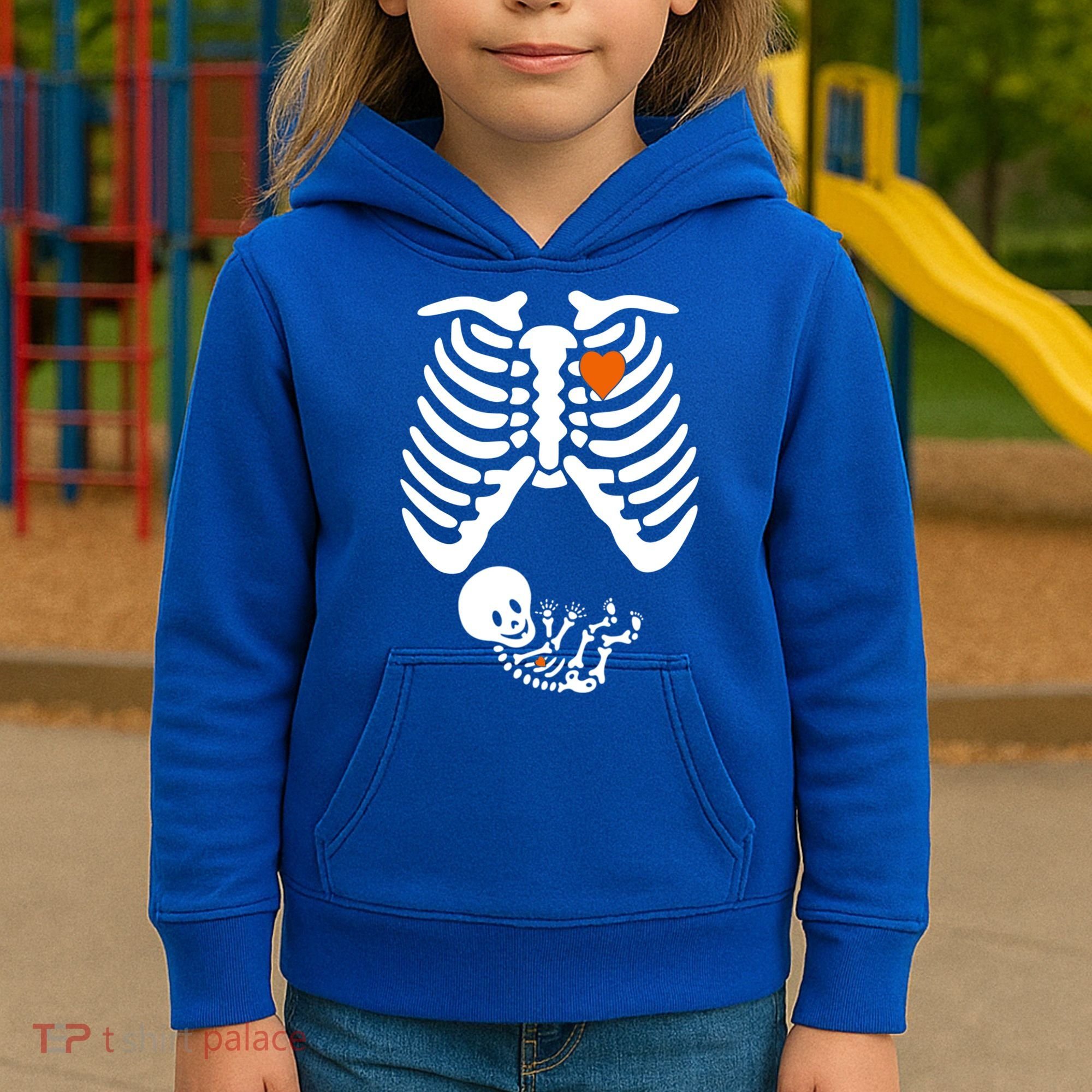 Pregnant Skeleton Costume Halloween Pregnancy Gift Kids Hoodie