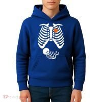 Pregnant Skeleton Costume Halloween Pregnancy Gift Kids Hoodie thumb 4
