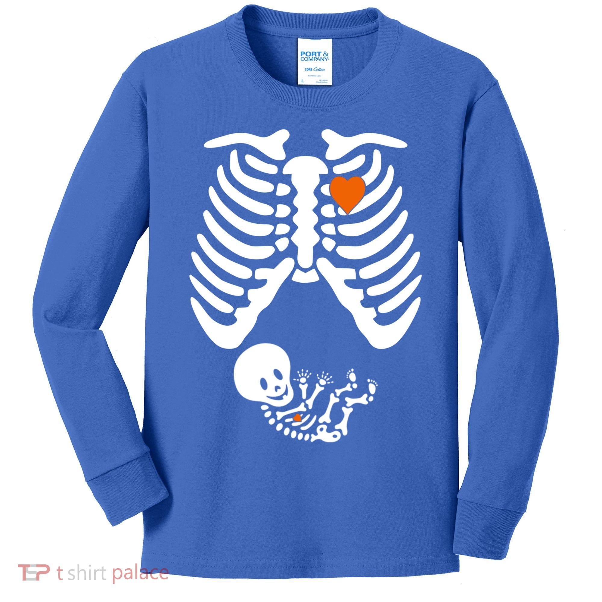 Pregnant Skeleton Costume Halloween Pregnancy Gift Kids Long Sleeve Shirt