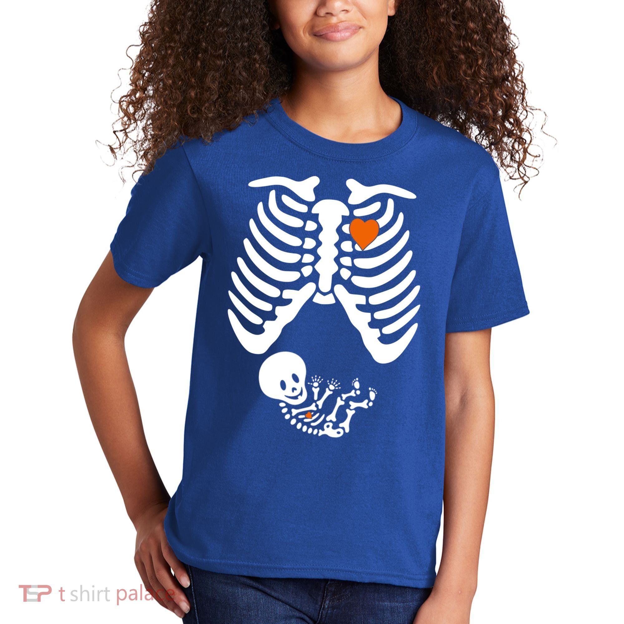 Pregnant Skeleton Costume Halloween Pregnancy Gift Kids T-Shirt