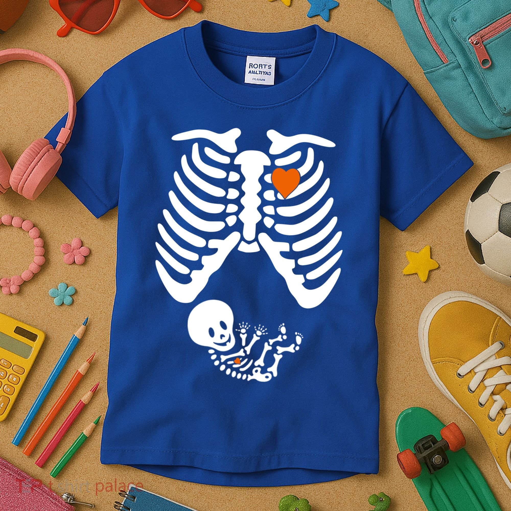 Pregnant Skeleton Costume Halloween Pregnancy Gift Kids T-Shirt