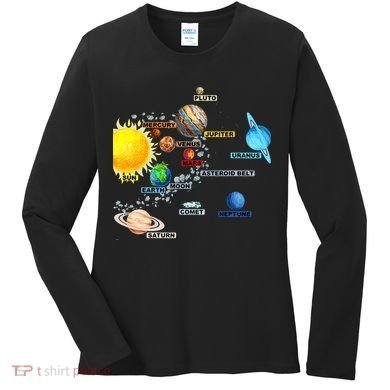 Planets Space Constellation Milky Way Women's Long Sleeve Shirt