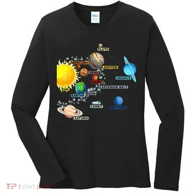 Planets Space Constellation Milky Way Women's Long Sleeve Shirt