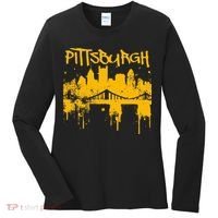 Pittsburgh Steel City Skyline Women's Long Sleeve Shirt thumb 0