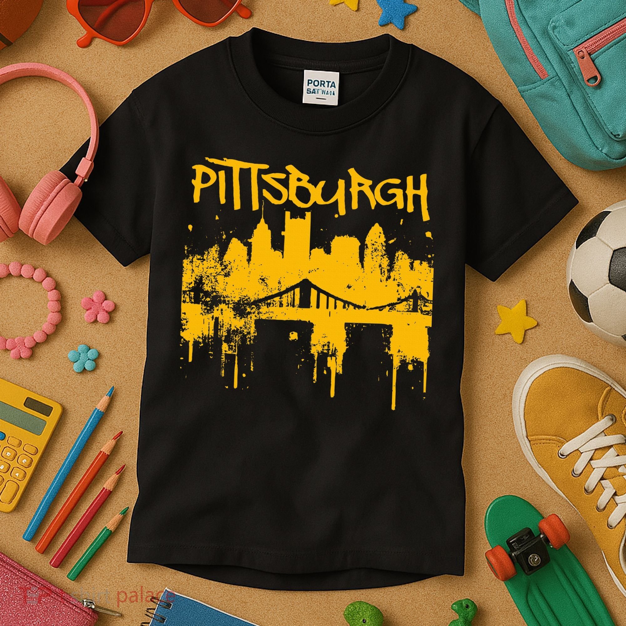 Pittsburgh Steel City Skyline Kids T-Shirt