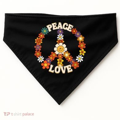 Peace Signs Coloured For 60s 70s Outfits USA-Made Doggie Bandana