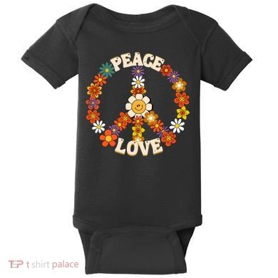 Peace Signs Coloured For 60s 70s Outfits Baby Bodysuit