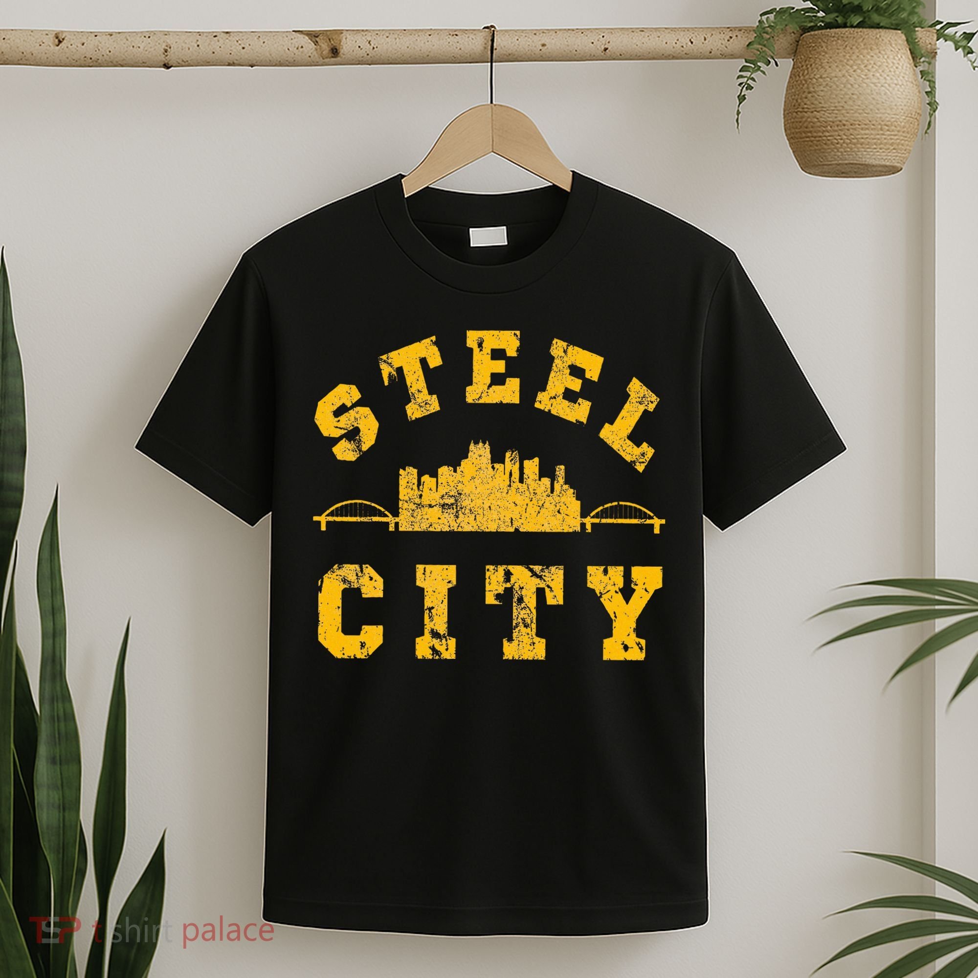 Pittsburgh Steel City Skyline Bridges 412 Home T-Shirt