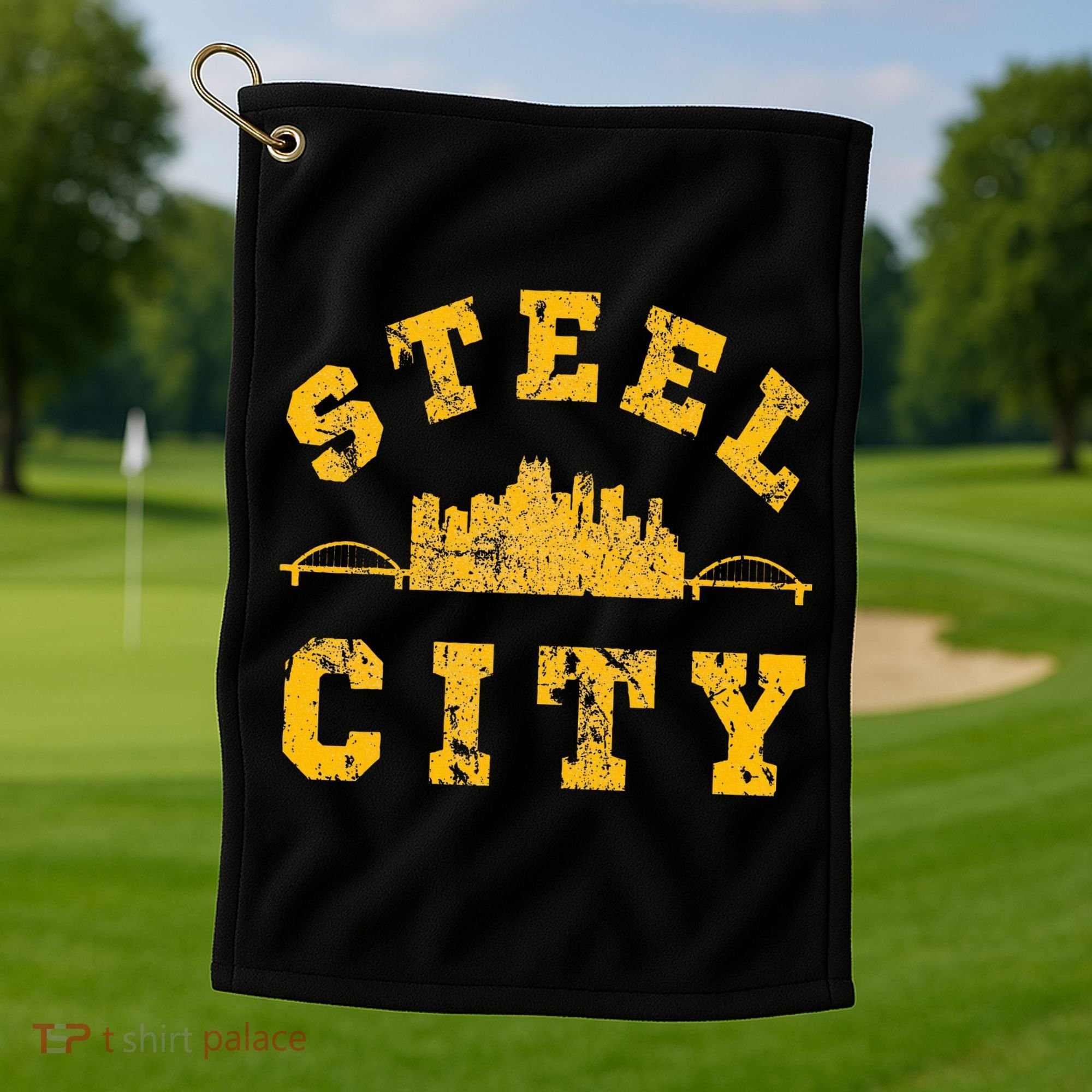 Pittsburgh Steel City Skyline Bridges 412 Home Golf Towel