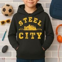 Pittsburgh Steel City Skyline Bridges 412 Home Kids Hoodie thumb 2
