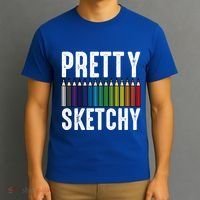 Pretty Sketchy Color Pencils Cool Painter Artist Art Teacher Cool Gift T-Shirt thumb 3
