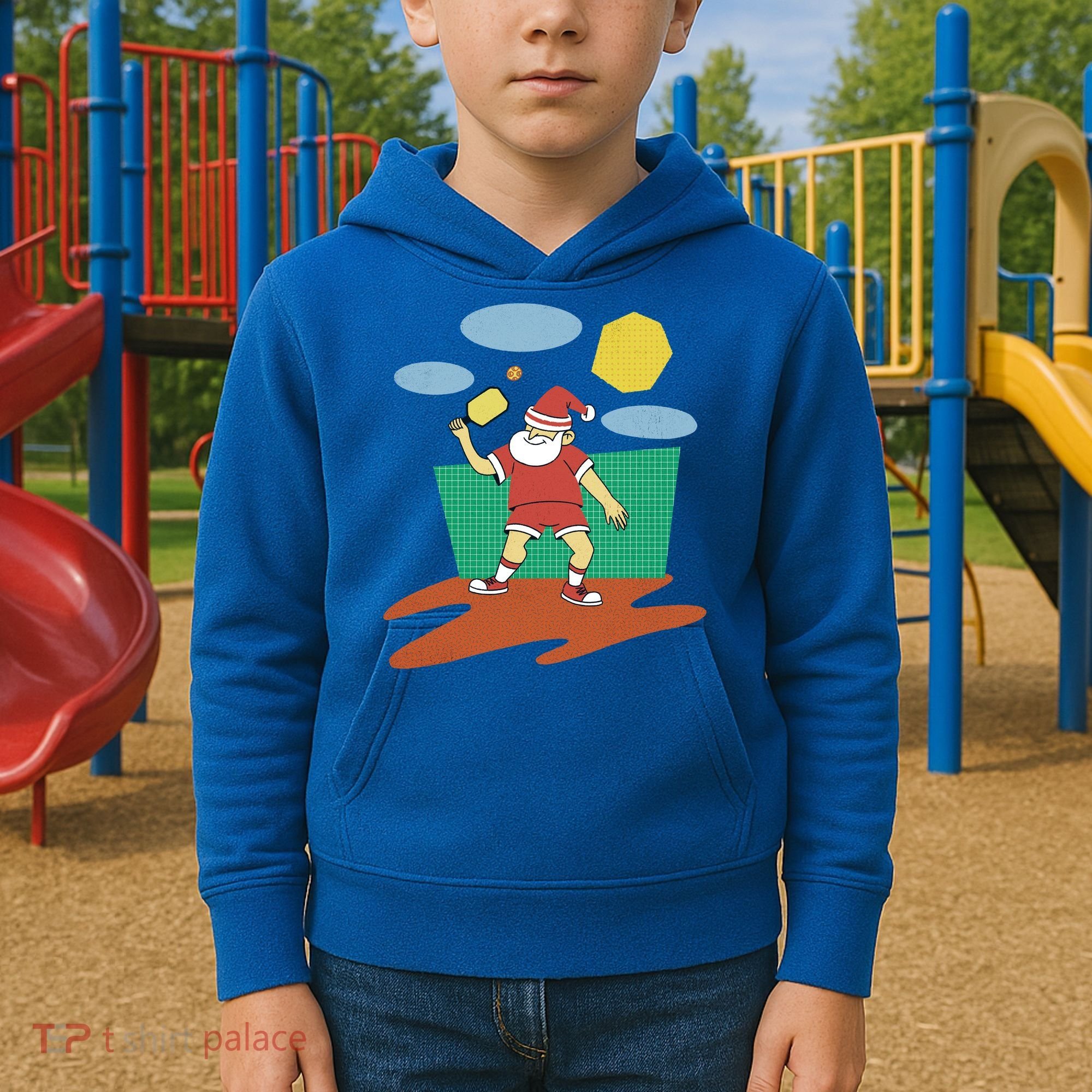 Pickleball Santa Claus Kids Hoodie