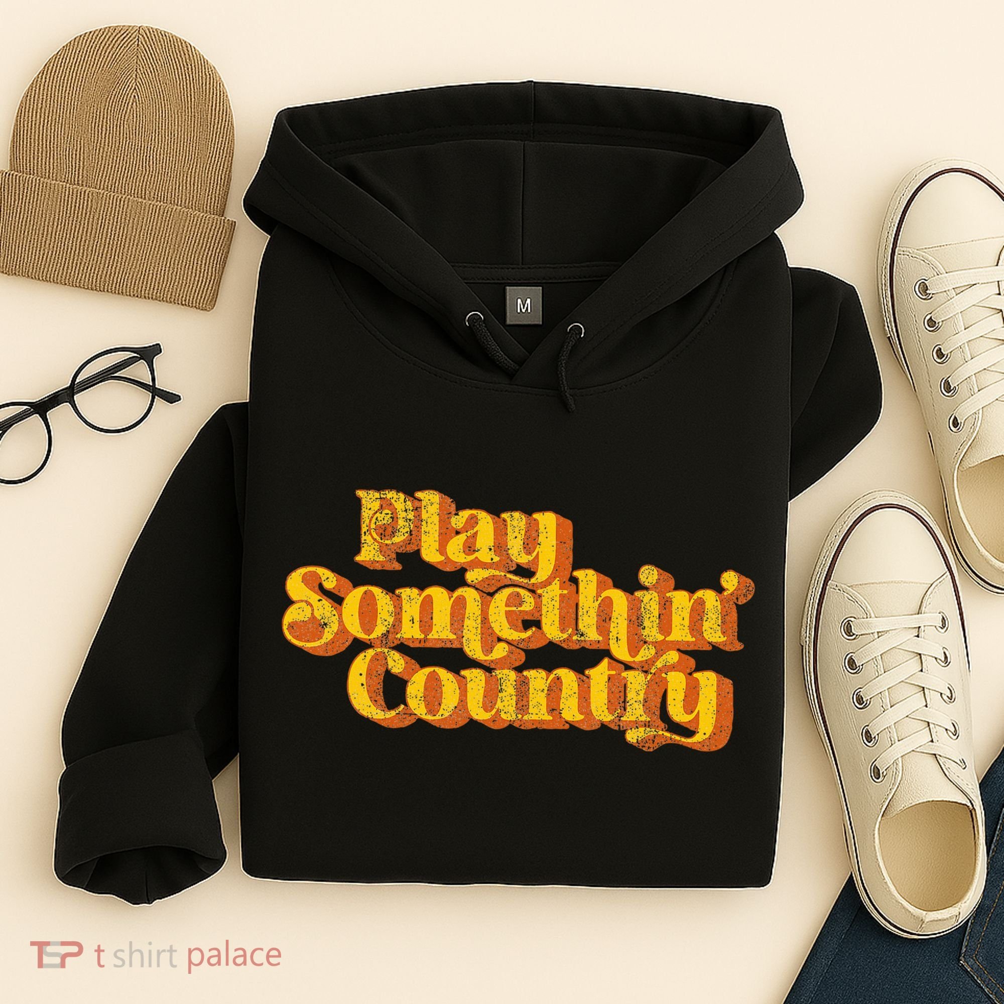 Play Something Country Music Saying Funny Retro 70S Hoodie
