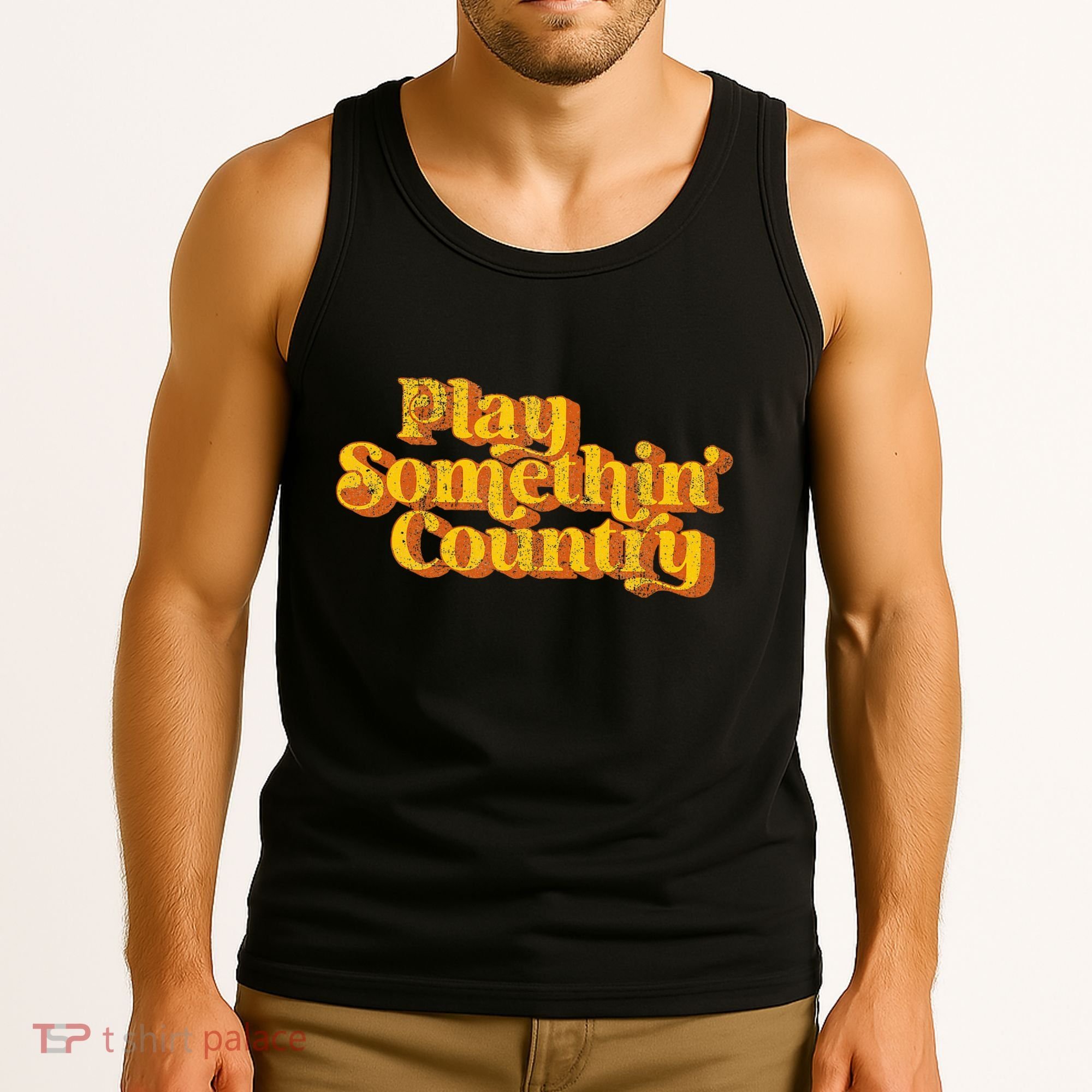 Play Something Country Music Saying Funny Retro 70S Tank Top