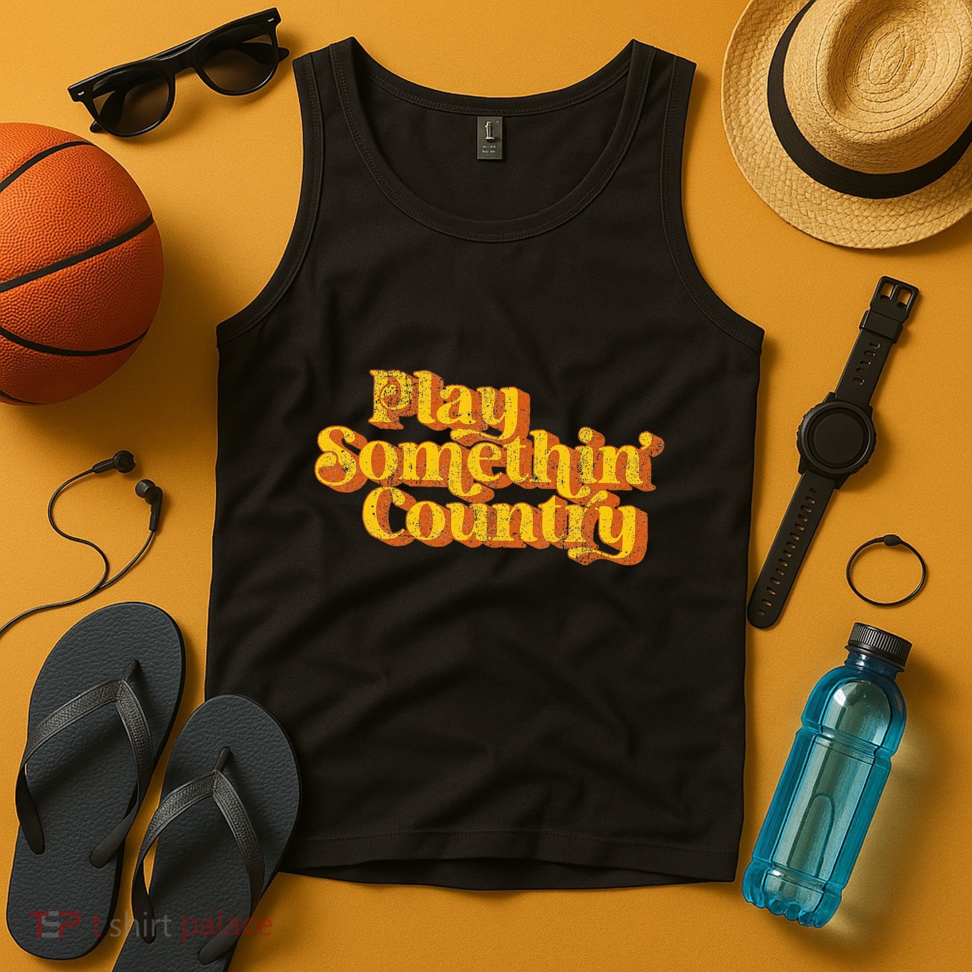 Play Something Country Music Saying Funny Retro 70S Tank Top